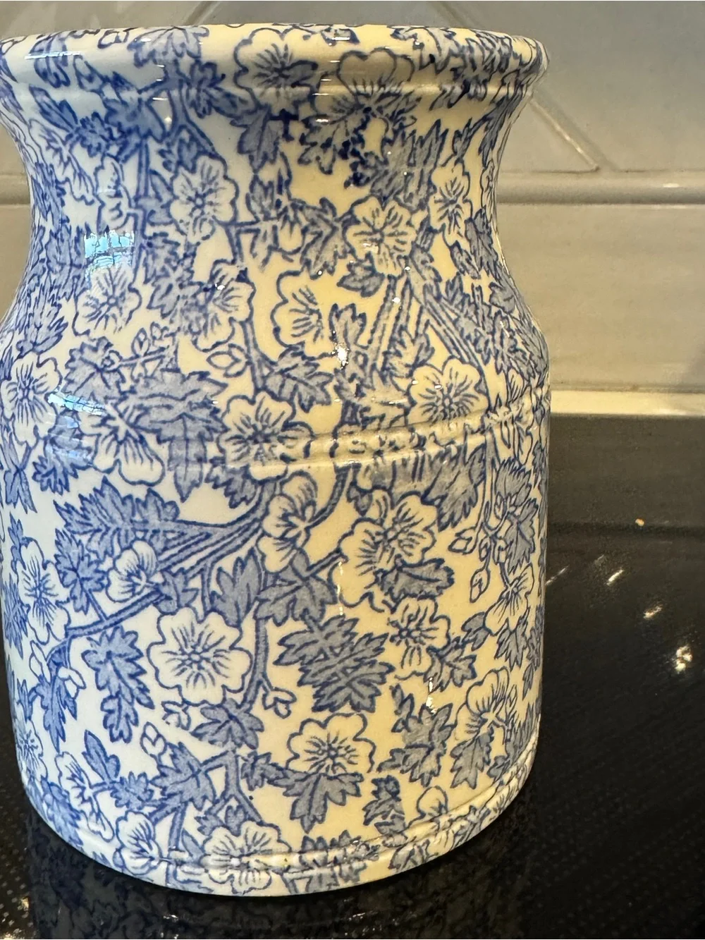 Burges Blue Floral Tea Storage Jar - Blue and White